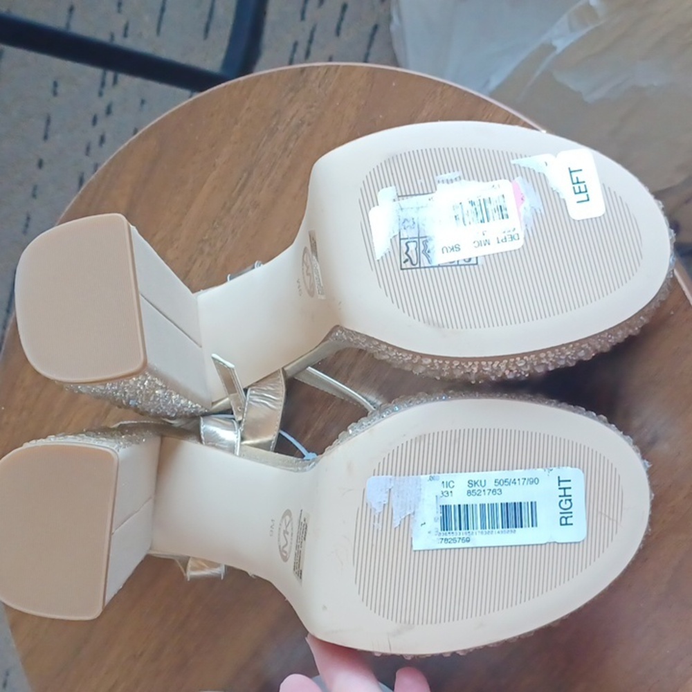 NEW Michael Kors Laci Gold crystal platform leather sandals Size 9.5 - Picture 16 of 16